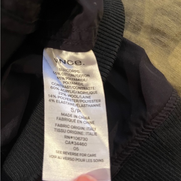 VINCE Ruched Shrunken Bomber Jacket in Coastal Blue: Sz S - Picture 11 of 11